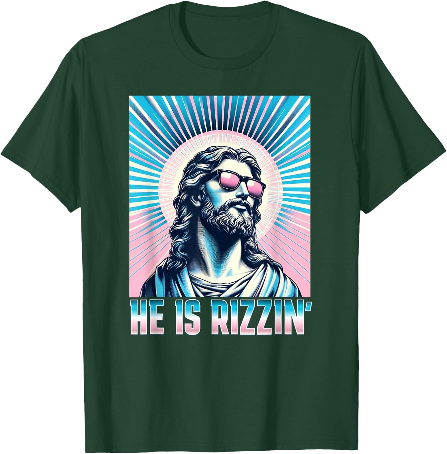 Resurrection Funny Easter Rizz Sunglasses He is Rizzin Jesus T-Shirt - T-Shirt | Forest