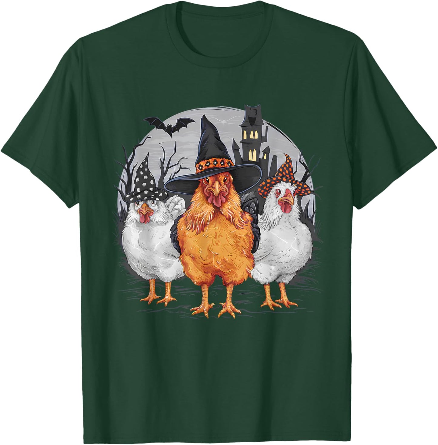 Funny Halloween Chickens Witch Spooky Season T-Shirt - T-Shirt | Forest