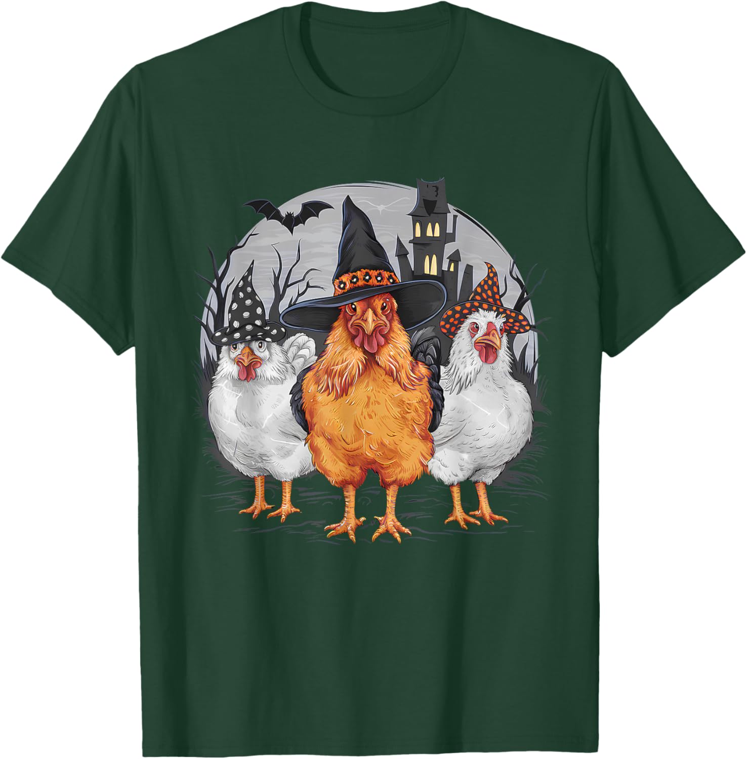 Funny Halloween Chickens Witch Spooky Season T-Shirt - T-Shirt | Forest