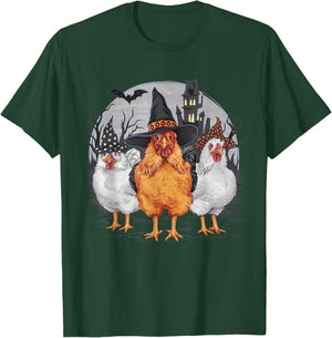 Funny Halloween Chickens Witch Spooky Season T-Shirt - T-Shirt | Forest