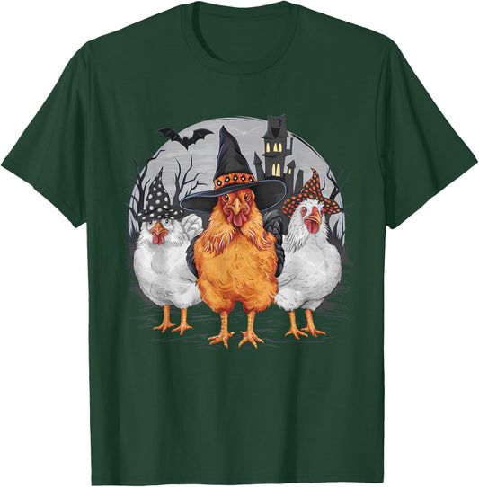 Funny Halloween Chickens Witch Spooky Season T-Shirt - T-Shirt | Forest