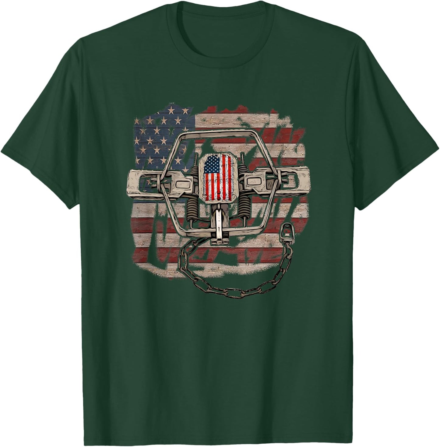 Trapping Shirts with Distressed American Flag for Trappers T-Shirt - T-Shirt | Forest