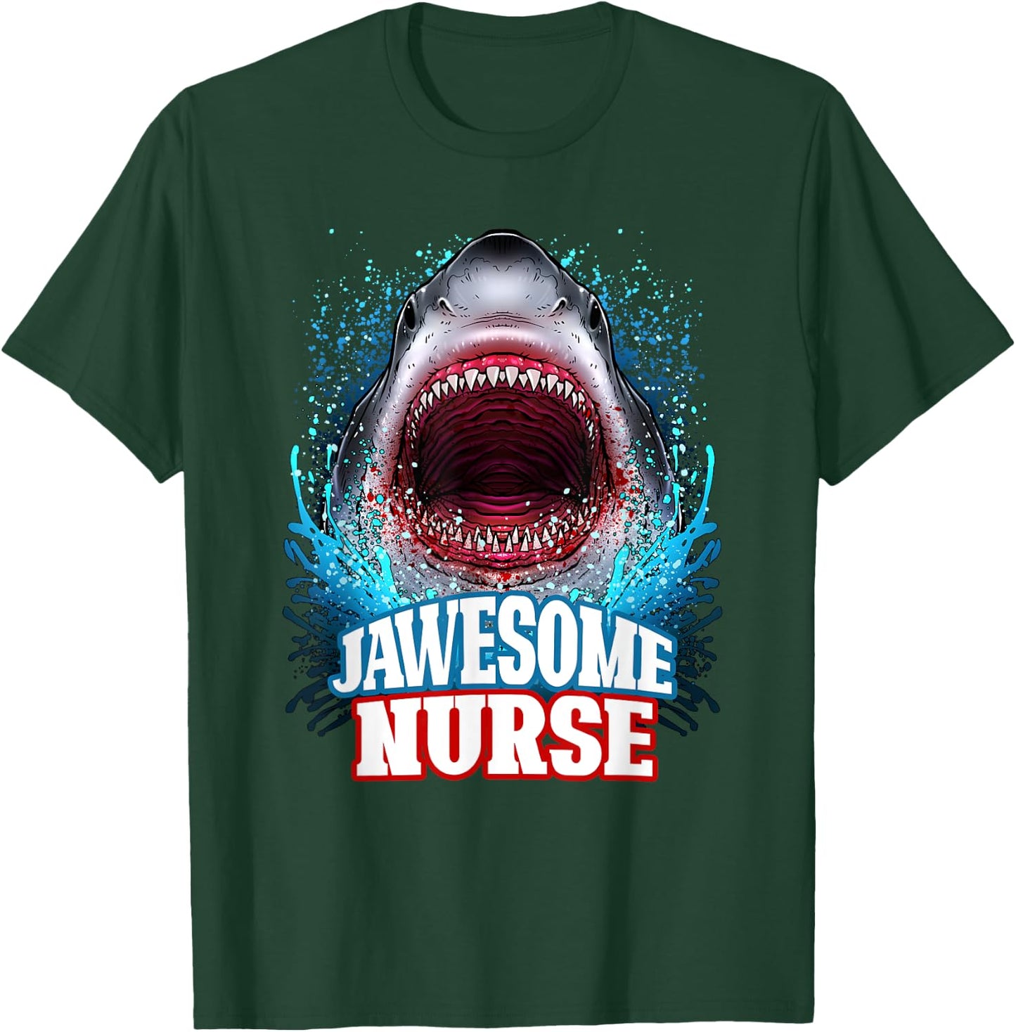 Jawesome Nurse Nursing RN Great White Shark Beach Vacation T-Shirt - T-Shirt | Forest
