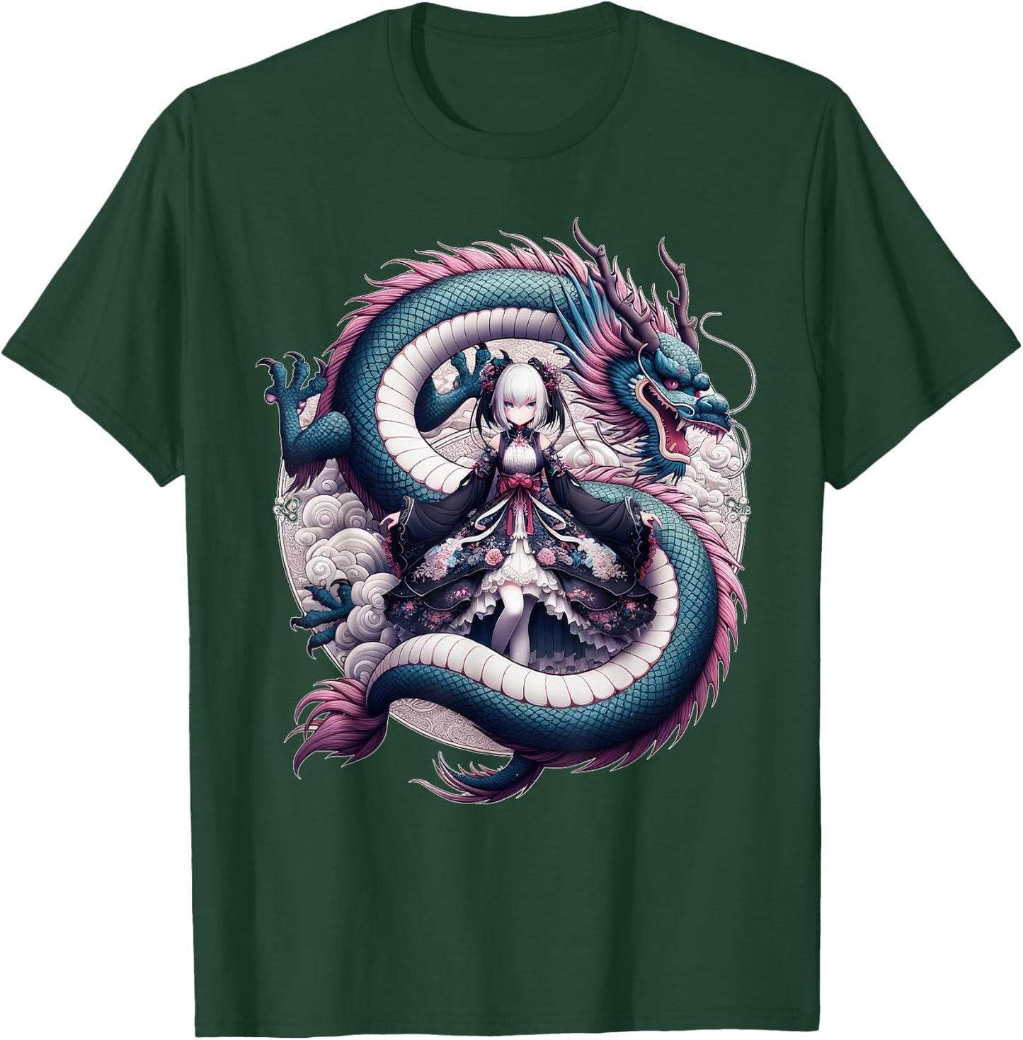 Anime Girl Gothic Waifu Japanese Kawaii Pastel Otaku Dragon T-Shirt - T-Shirt | Forest