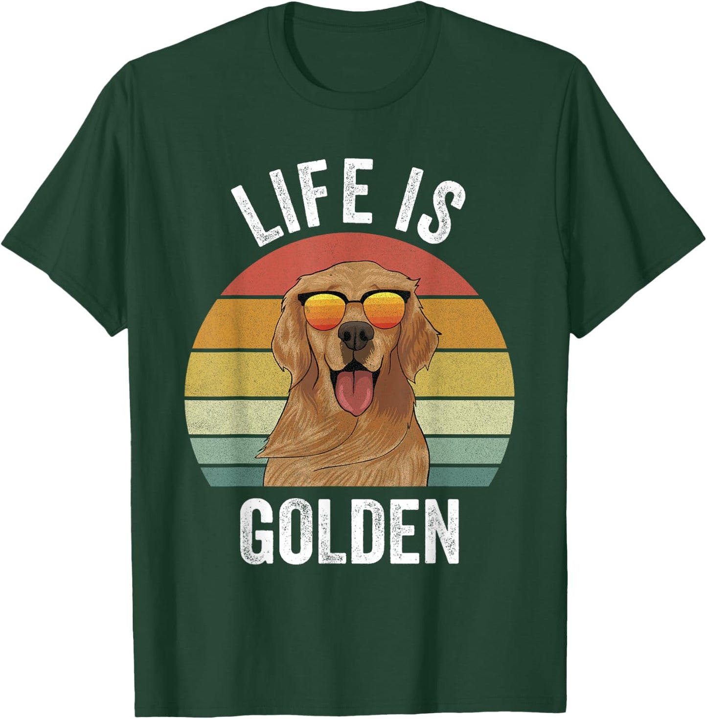 Retro Golden Retriever Funny Dog Women Girls Kids T-Shirt - T-Shirt | Forest