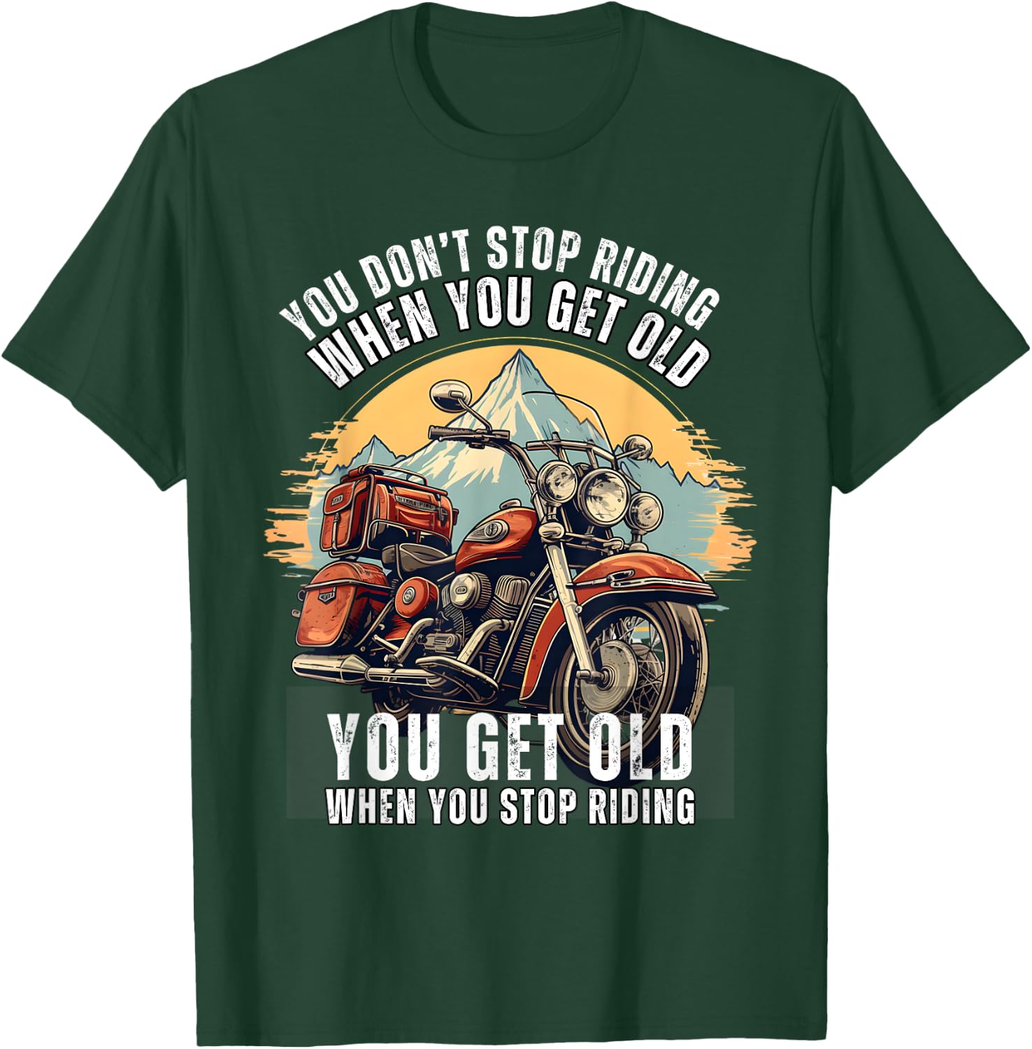 Biker's Nostalgia: Embrace the Vintage Motorcycle Era T-Shirt - T-Shirt | Forest