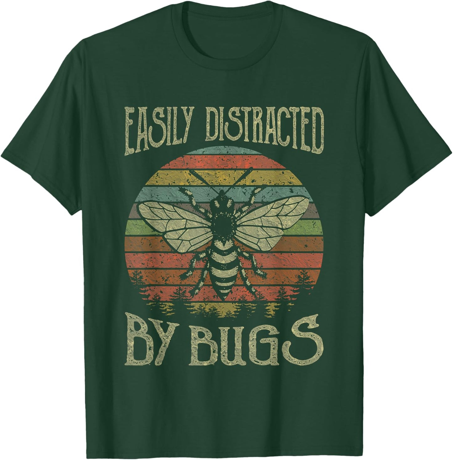 Retro Vintage Funny Bees Lover Easily Distracted By Bugs T-Shirt - T-Shirt | Forest