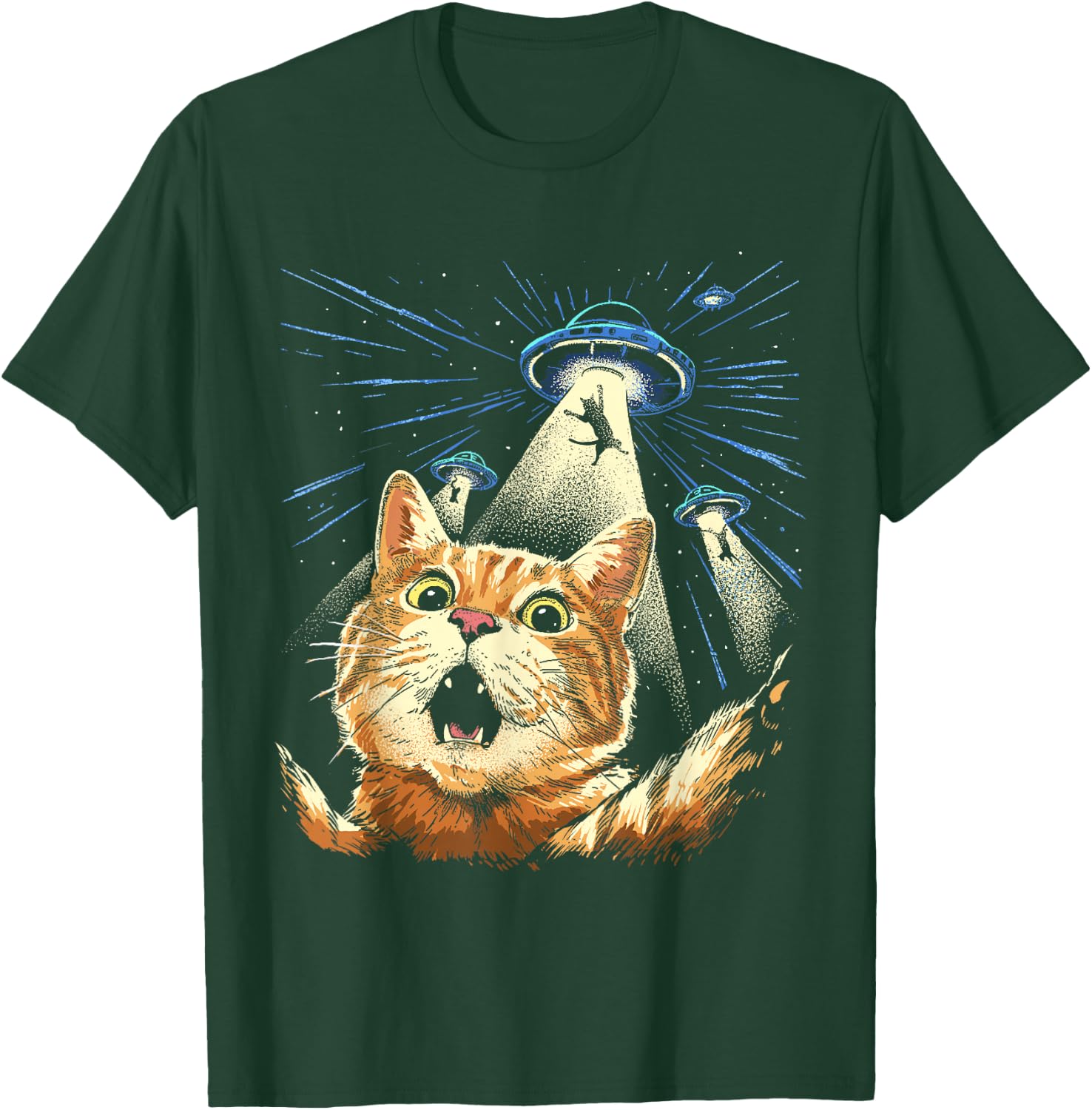 Alien Cat Shirt Funny Invasion Cat Selfie UFO Abduction T-Shirt - T-Shirt | Forest