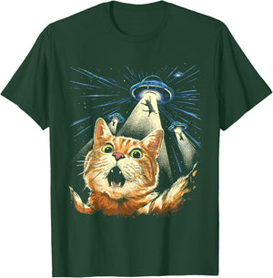 Alien Cat Shirt Funny Invasion Cat Selfie UFO Abduction T-Shirt - T-Shirt | Forest