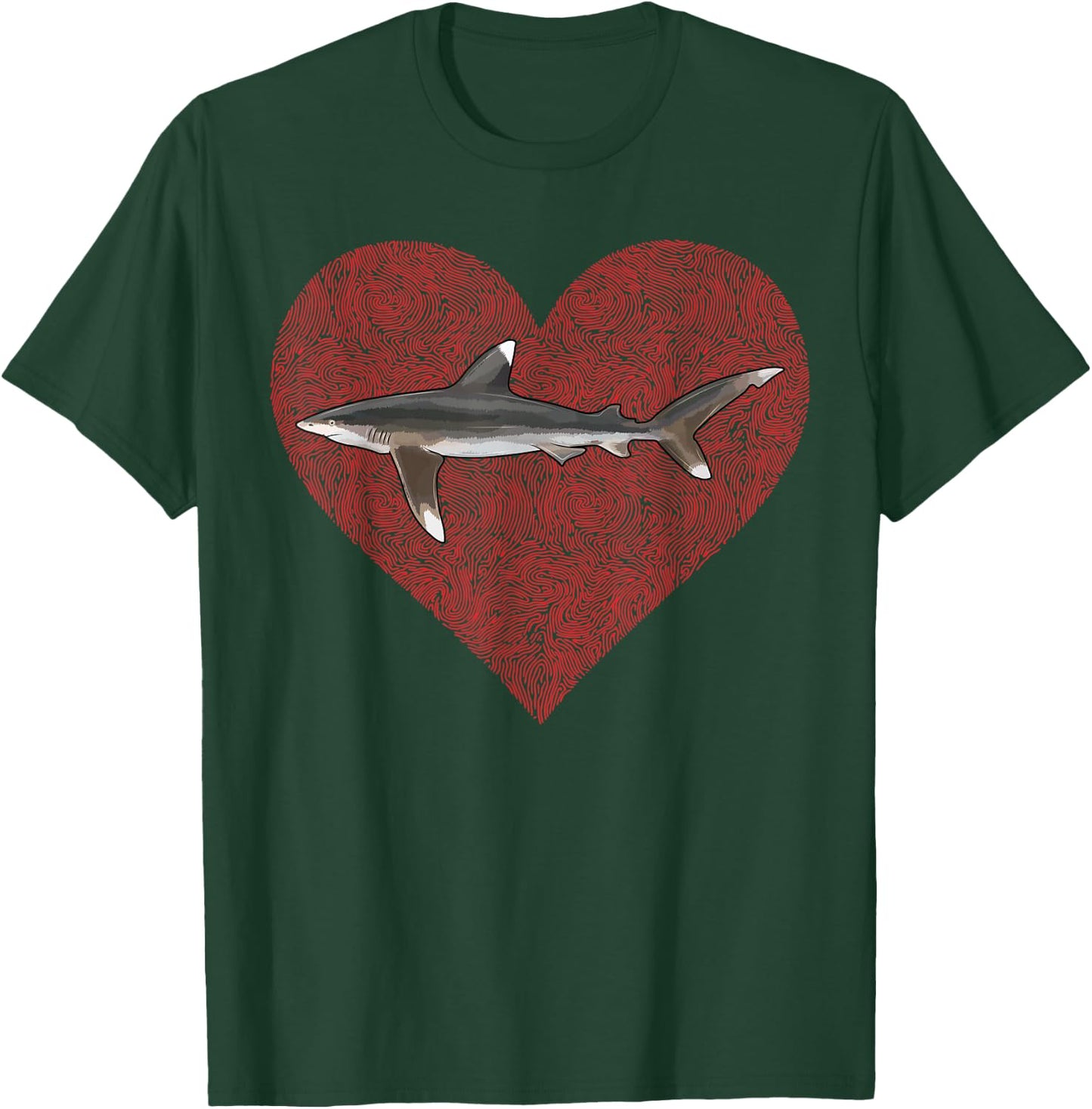 Whitetip Reef Shark Valentines Day Love Fingerprint T-Shirt - T-Shirt | Forest