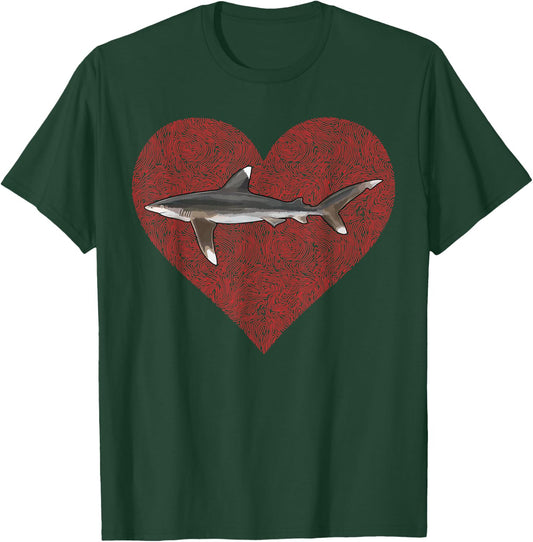 Whitetip Reef Shark Valentines Day Love Fingerprint T-Shirt - T-Shirt | Forest