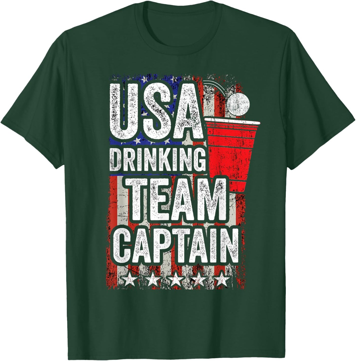 USA Drinking Team Captain Funny Drinking Game Party T-Shirt - T-Shirt | Forest