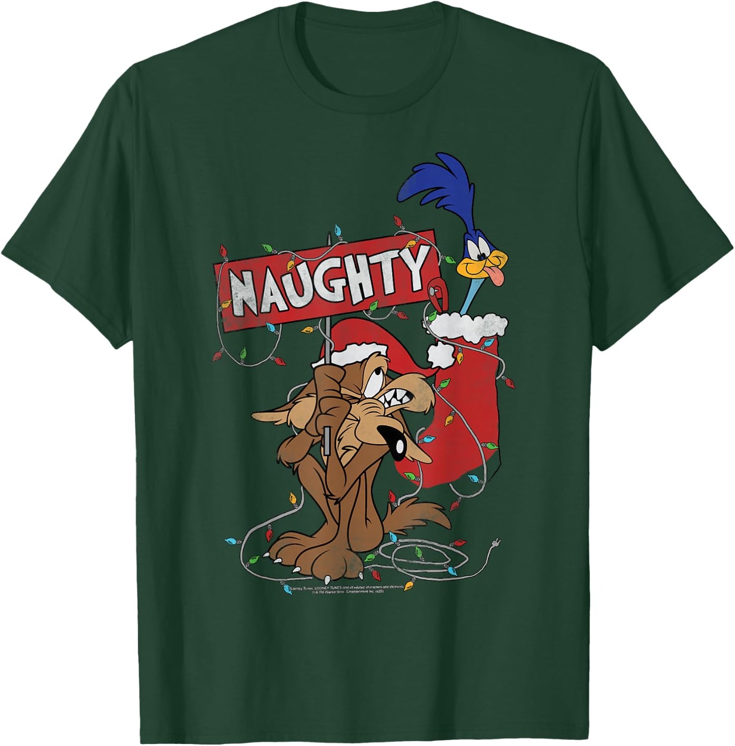 Looney Tunes Christmas Road Runner & Wile E. Coyote Naughty T-Shirt - T-Shirt | Forest