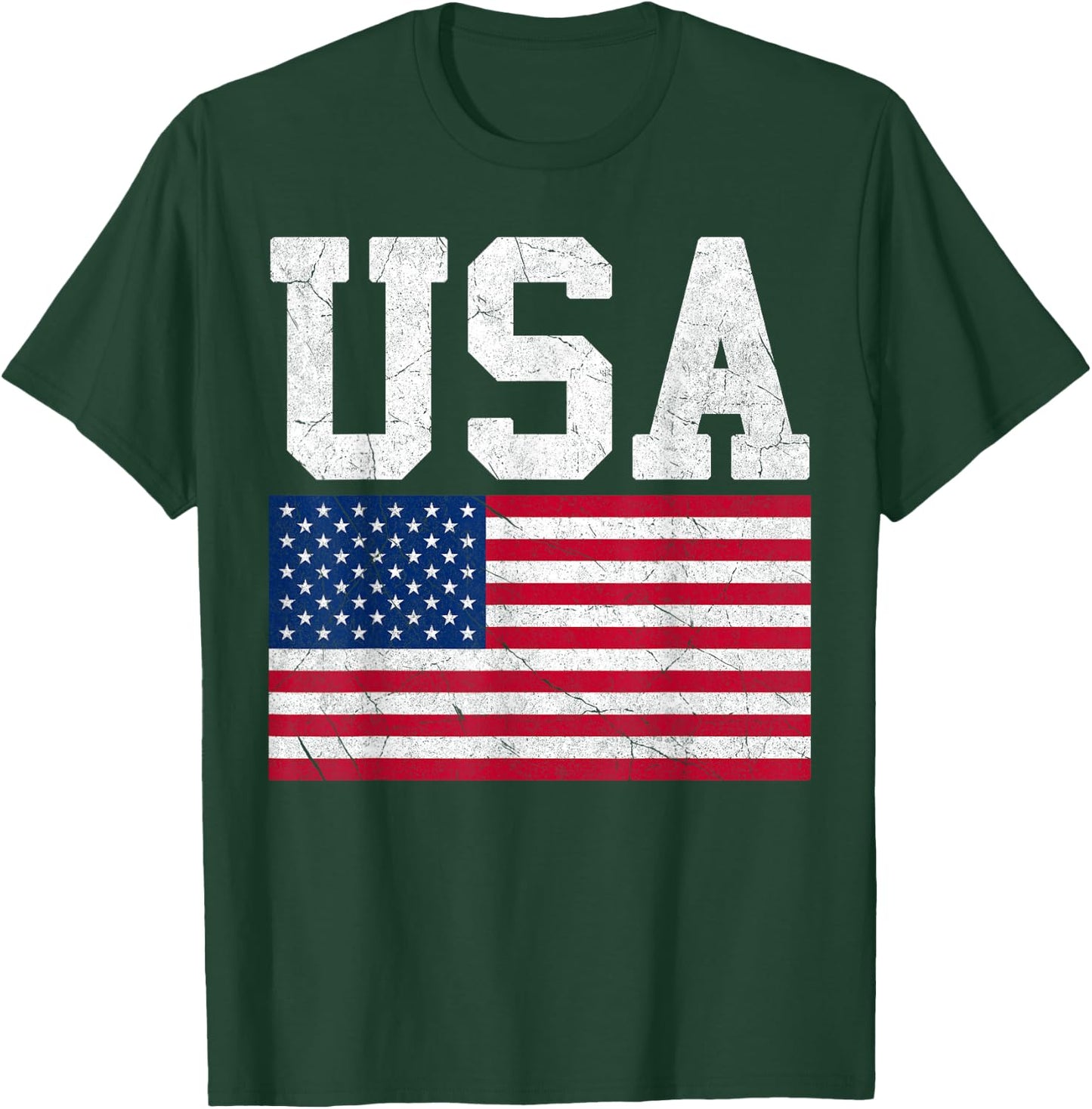American Flag USA Patriotic Women Men Boys Girls July 4th US T-Shirt - T-Shirt | Forest