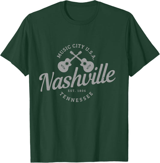 Nashville Tennessee Guitar Country Music City Souvenir T-Shirt - T-Shirt | Forest