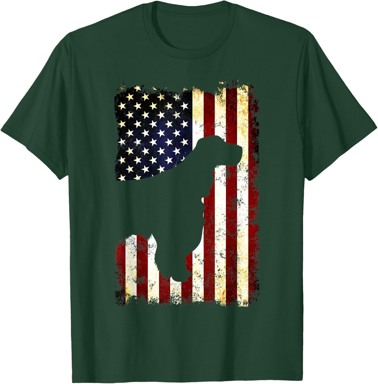 English Springer Spaniel Silhouette American Flag Women Men T-Shirt - T-Shirt | Forest