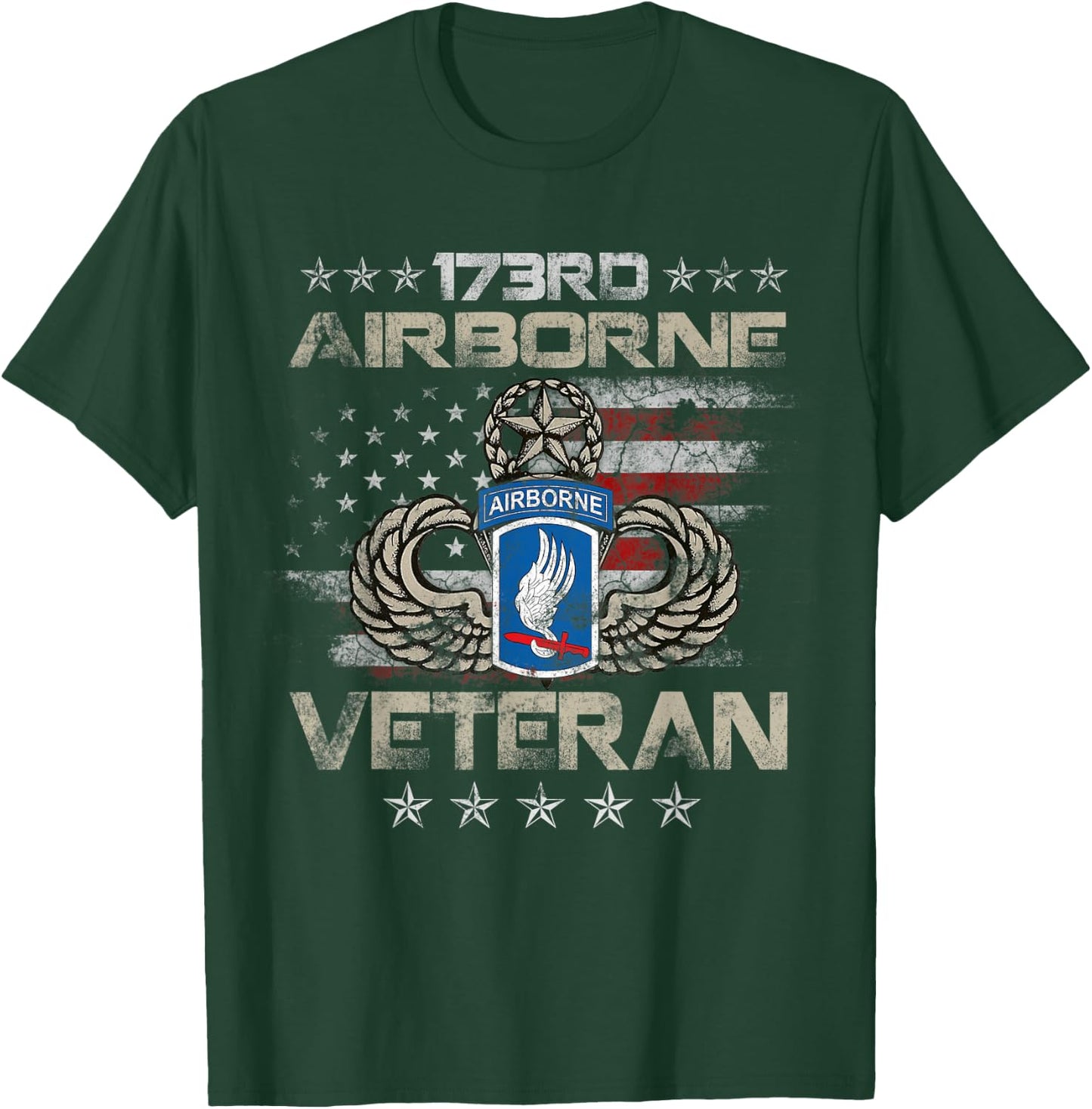 173rd Airborne Brigade Veteran U.S Flag Airborne Paratrooper T-Shirt - T-Shirt | Forest