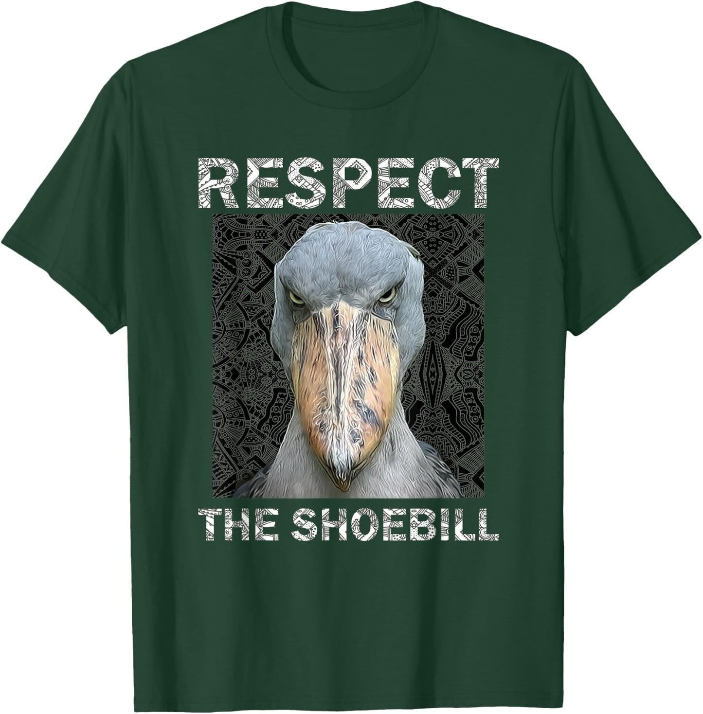 Respect The Shoebill African Bird Aztec Mayan Bird Lover T-Shirt - T-Shirt | Forest