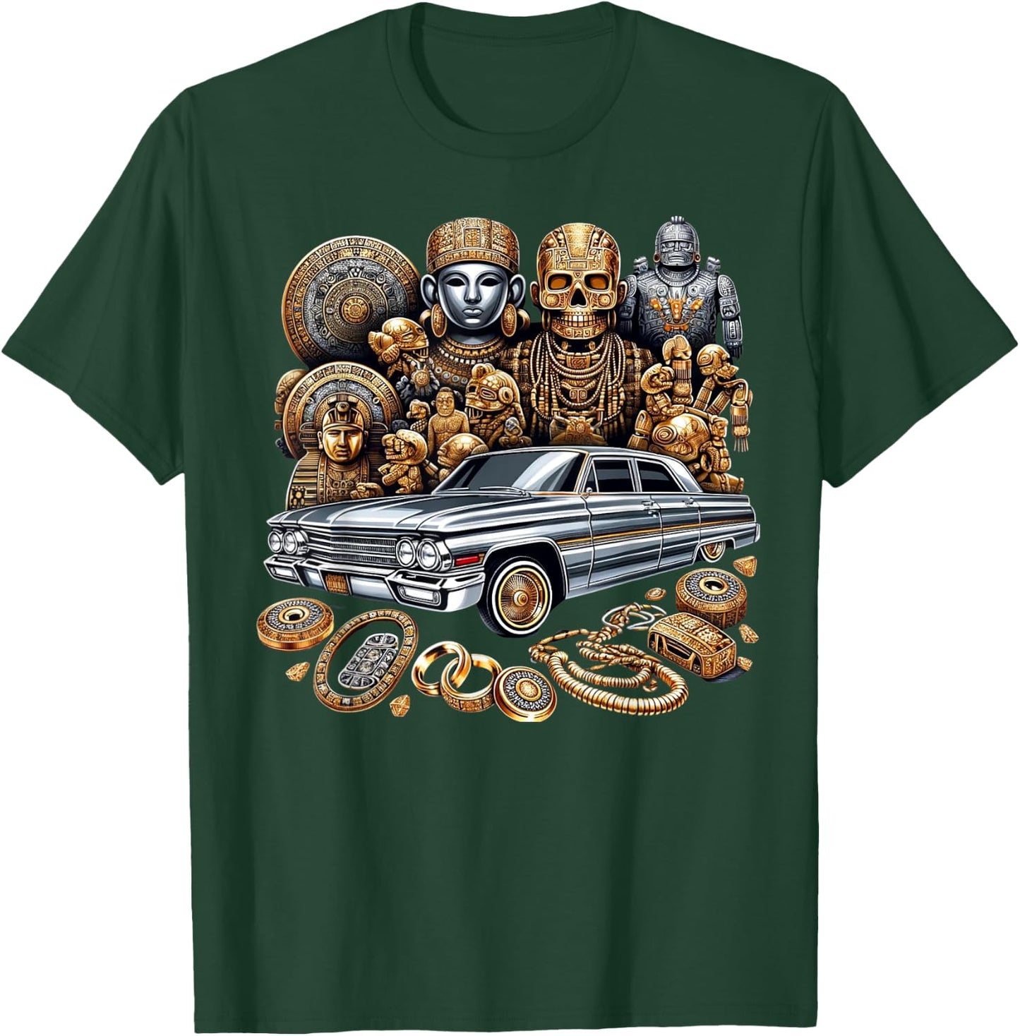 Mexican Street Culture Lowrider Latino Cinco De Mayo Aztec T-Shirt - T-Shirt | Forest