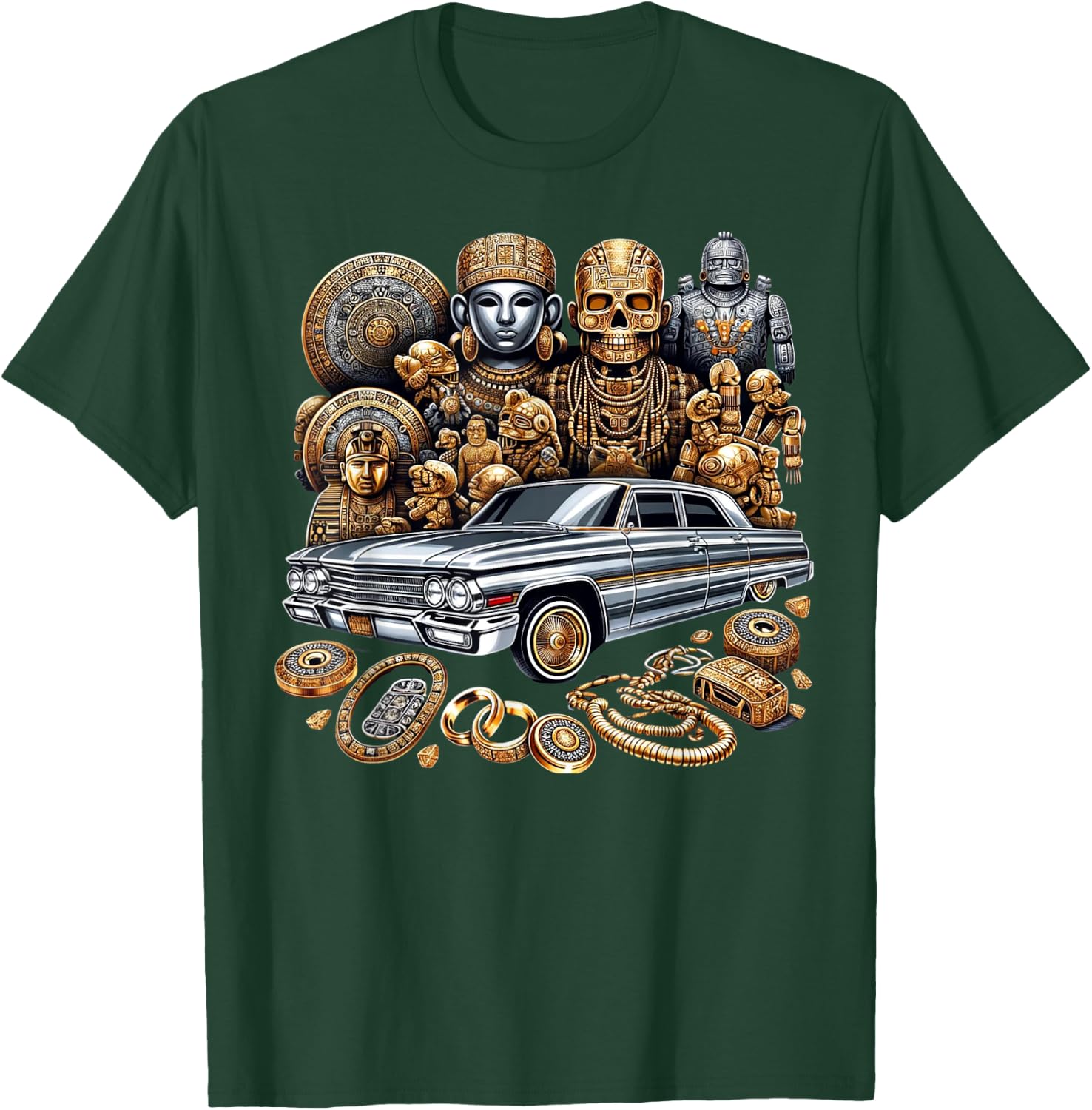 Mexican Street Culture Lowrider Latino Cinco De Mayo Aztec T-Shirt - T-Shirt | Forest