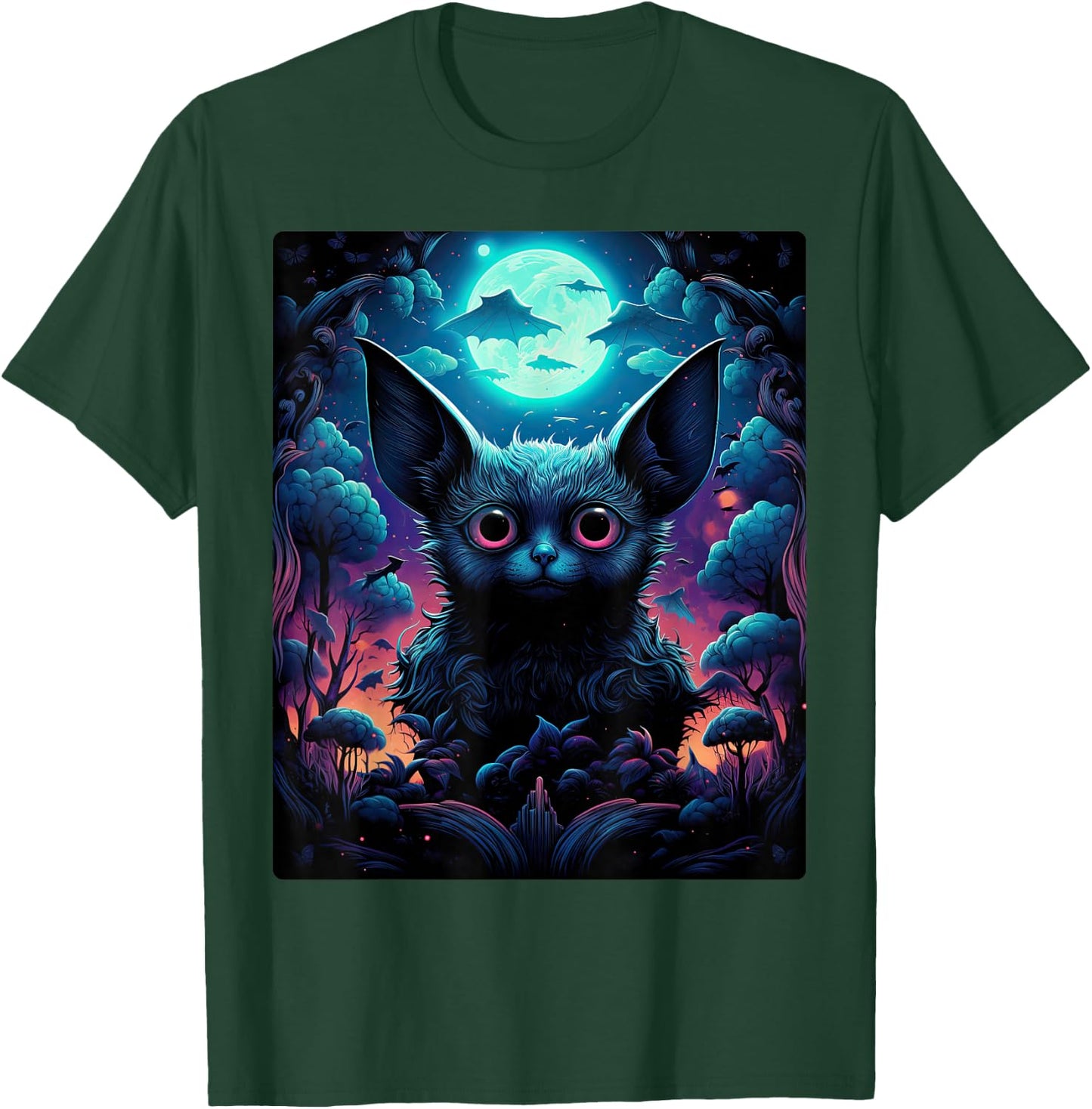 Gothic Bat Spooky Bats Pattern Moon Night T-Shirt - T-Shirt | Forest