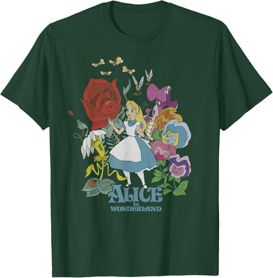 Disney Alice in Wonderland Walking Through The Flowers Small T-Shirt - T-Shirt | Forest