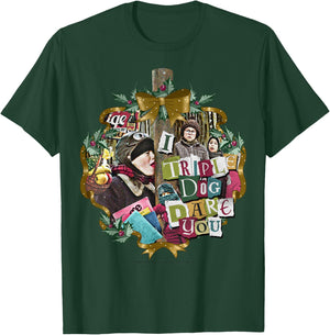 A Christmas Story I Triple Dog Dare You Collage Wreath T-Shirt - T-Shirt | Forest
