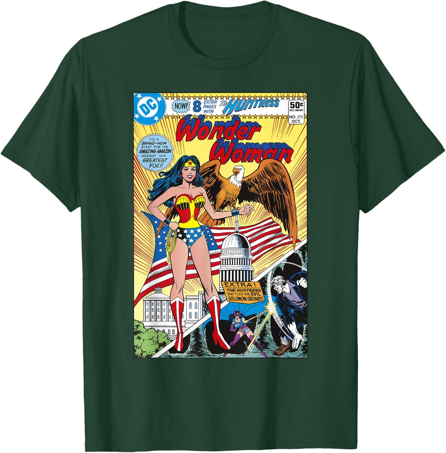DC Comics Wonder Woman Vintage Huntress Comic Cover T-Shirt - T-Shirt | Forest