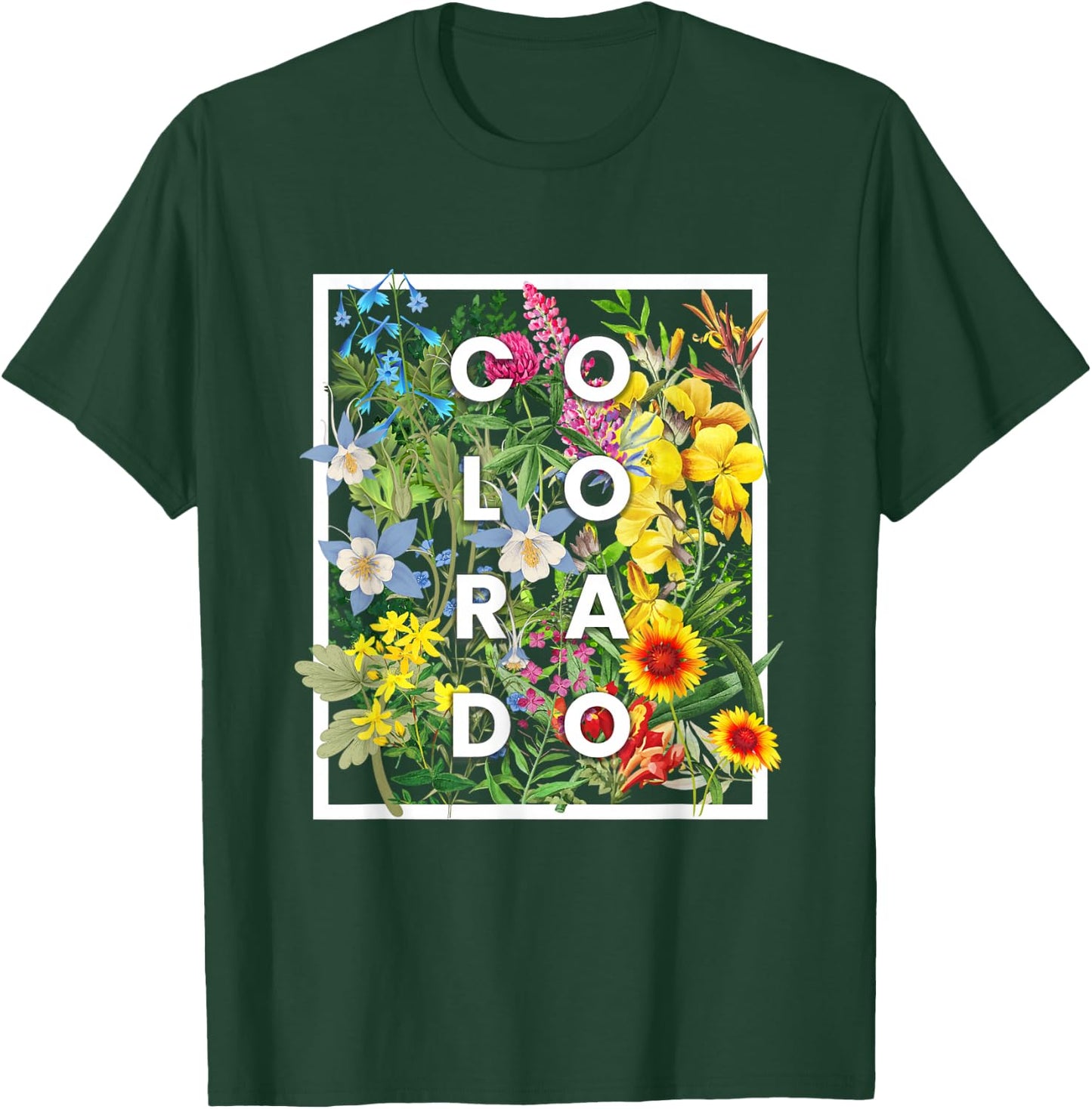Flowers of Colorado Word Art - Coloradan Pride T-Shirt - T-Shirt | Forest