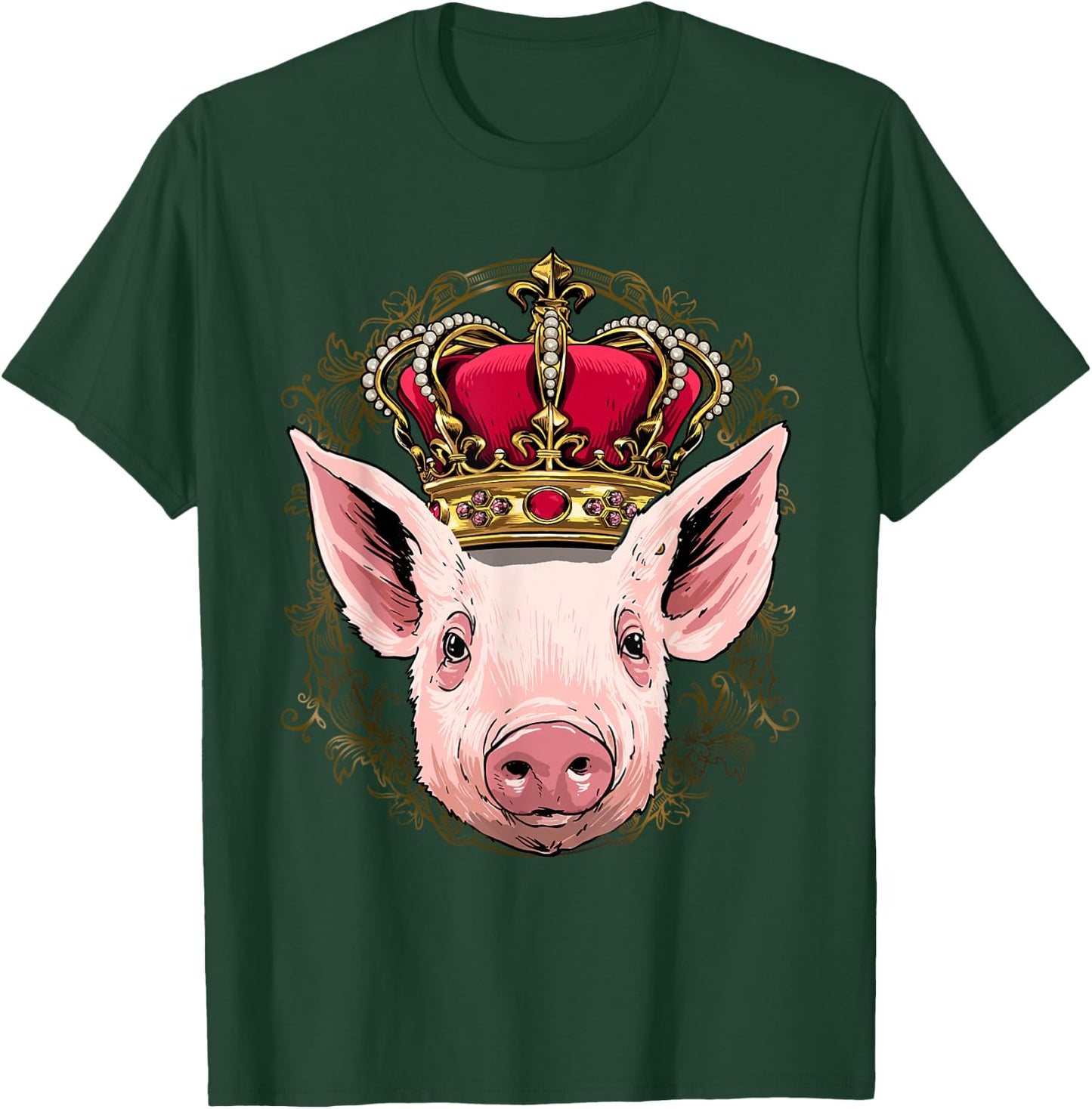 King Pig Wearing Crown - Queen Pig Animal T-Shirt - T-Shirt | Forest
