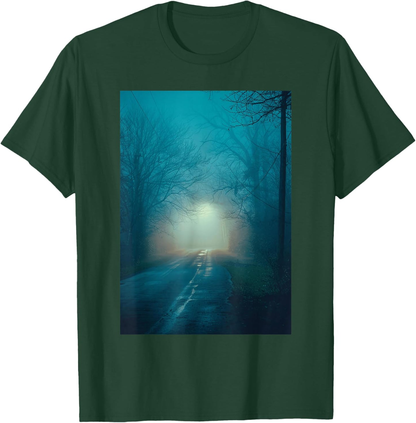 Liminal Room: Foggy Night Street Lighting T-Shirt - T-Shirt | Forest
