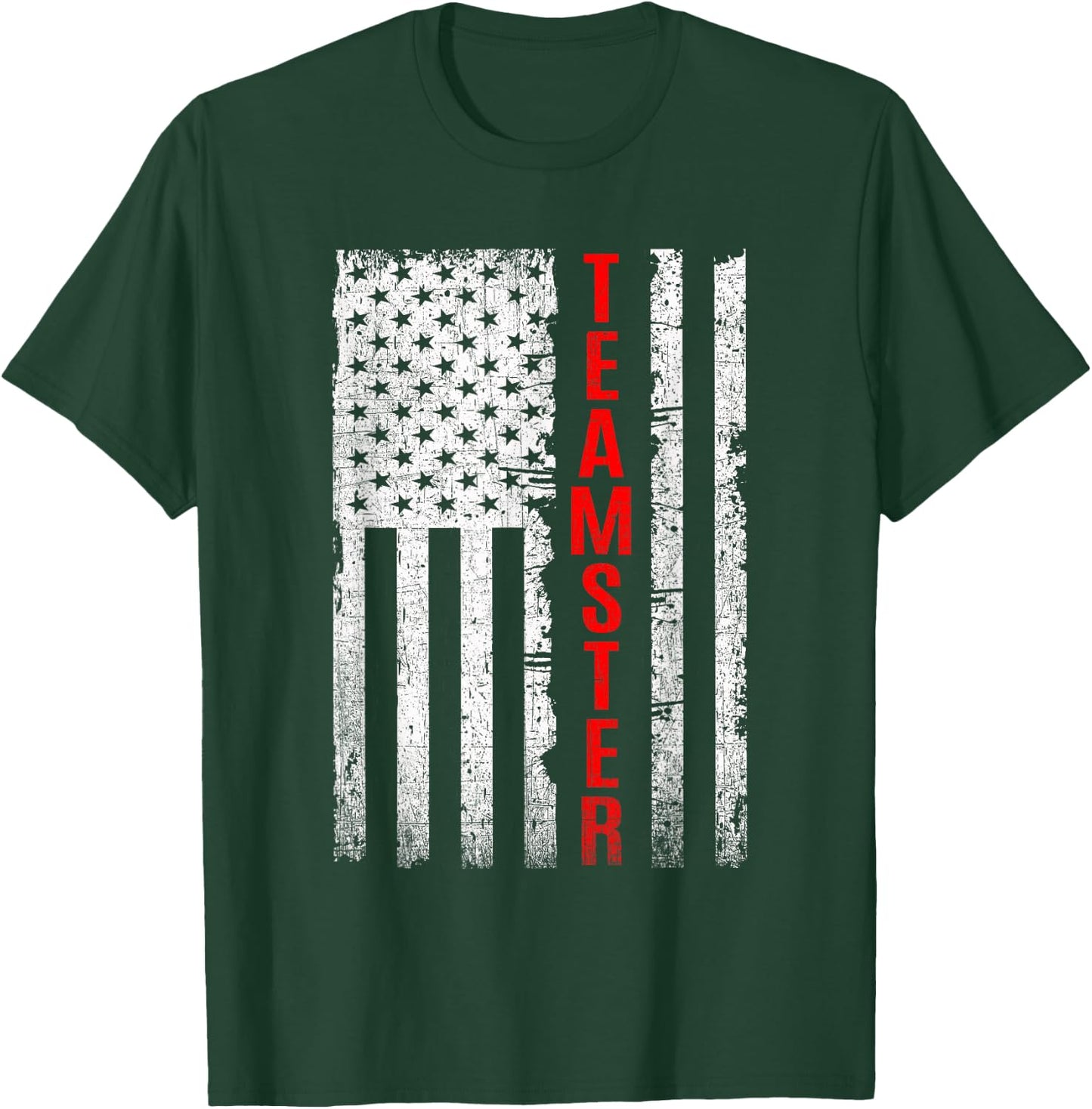 Teamster Proud American Flag Distressed T-Shirt - T-Shirt | Forest