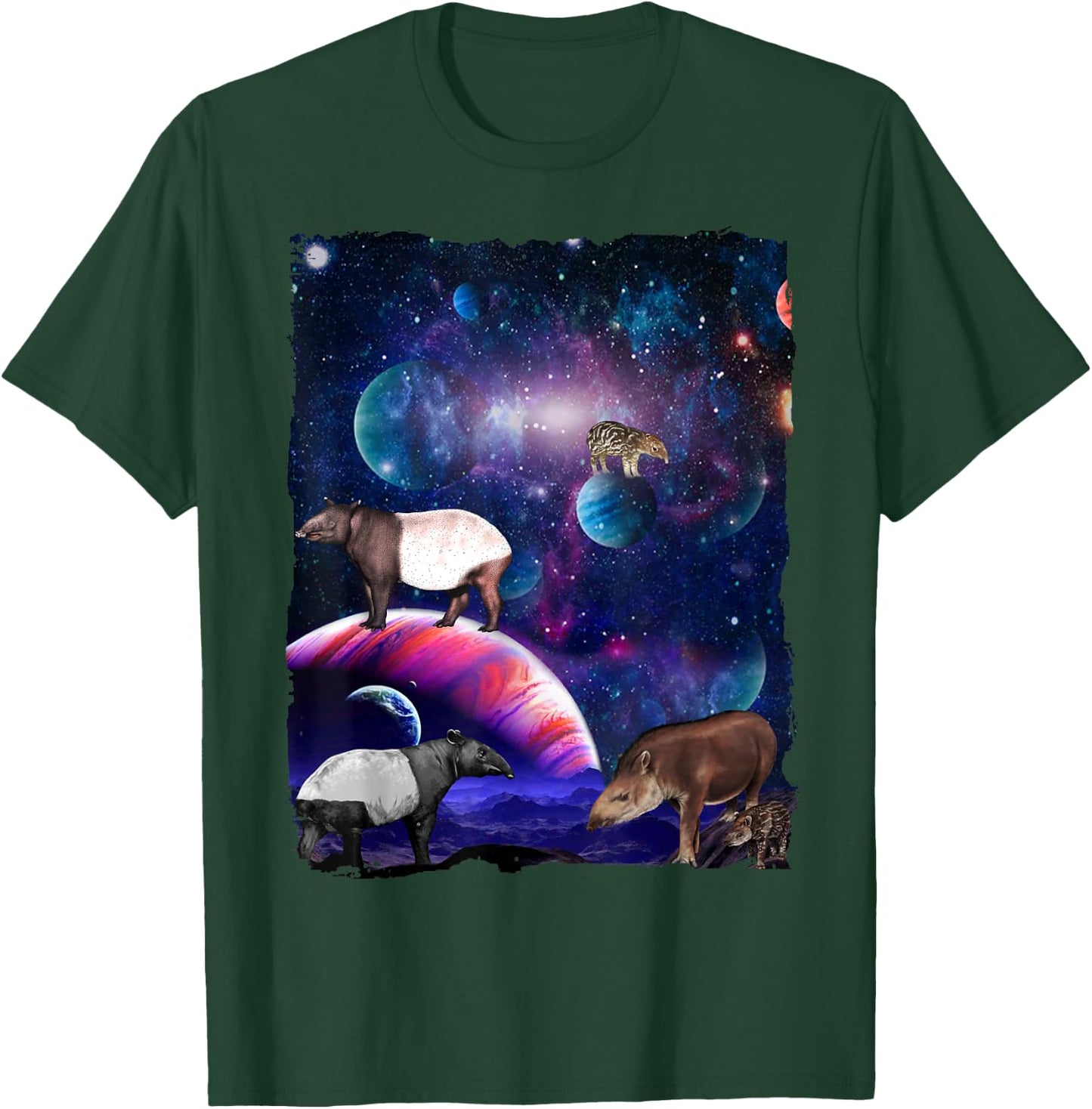 Tapir Universe Galaxy Stars Moon Space Wild Tapirs Lover T-Shirt - T-Shirt | Forest
