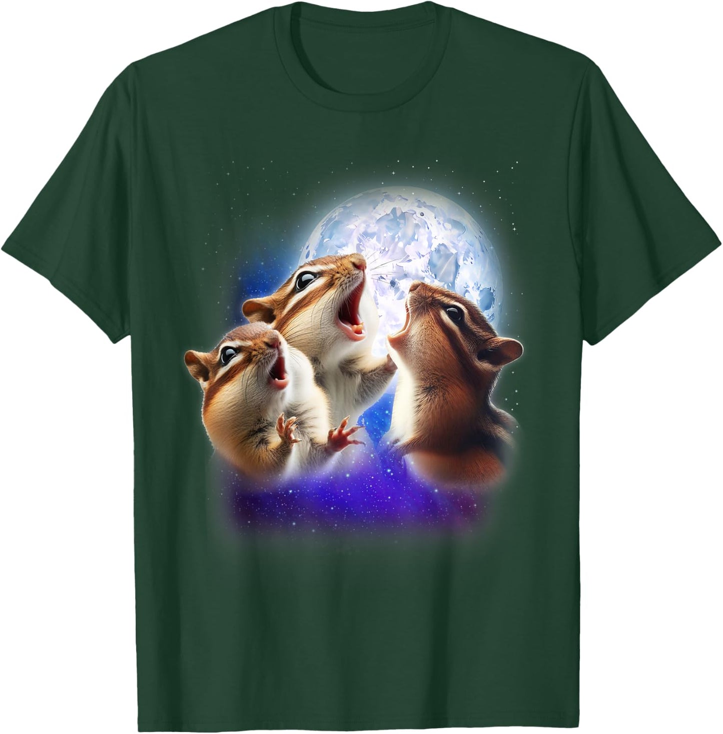 3 Chipmunk Howling At The Moon Funny Chipmunk Animal Lover T-Shirt - T-Shirt | Forest