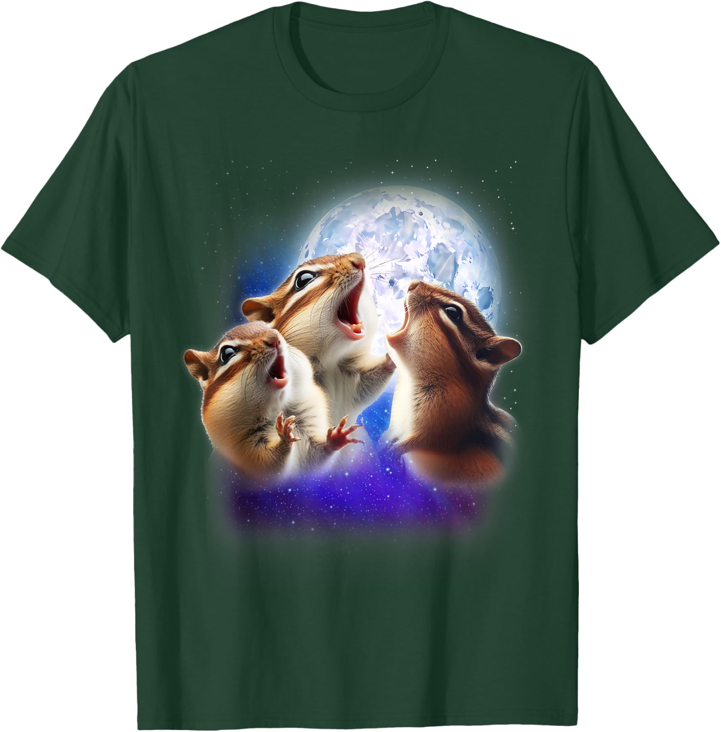 3 Chipmunk Howling At The Moon Funny Chipmunk Animal Lover T-Shirt - T-Shirt | Forest