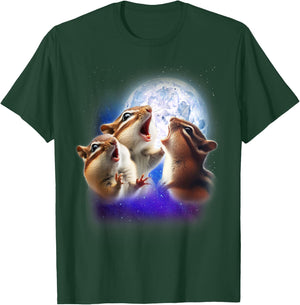 3 Chipmunk Howling At The Moon Funny Chipmunk Animal Lover T-Shirt - T-Shirt | Forest