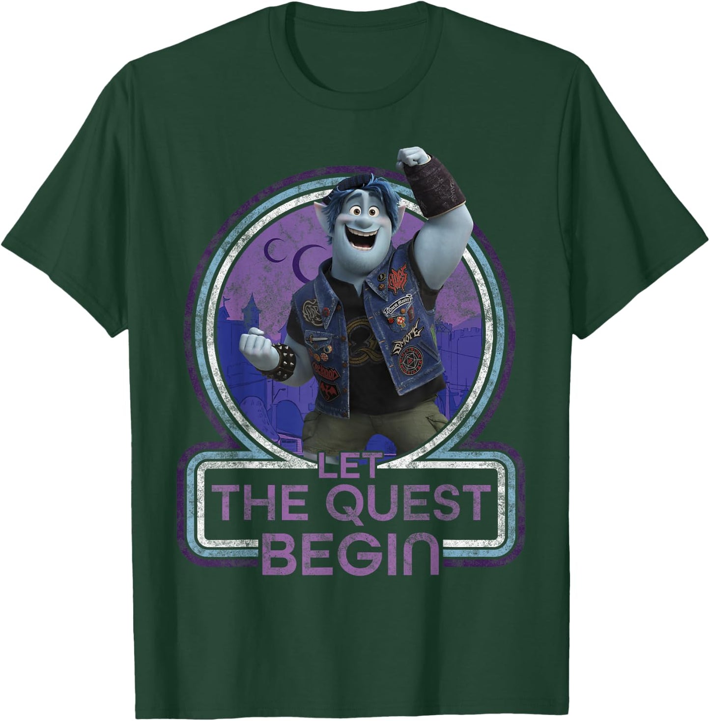 Disney Pixar Onward Barley Let The Quest Begin Portrait T-Shirt - T-Shirt | Forest