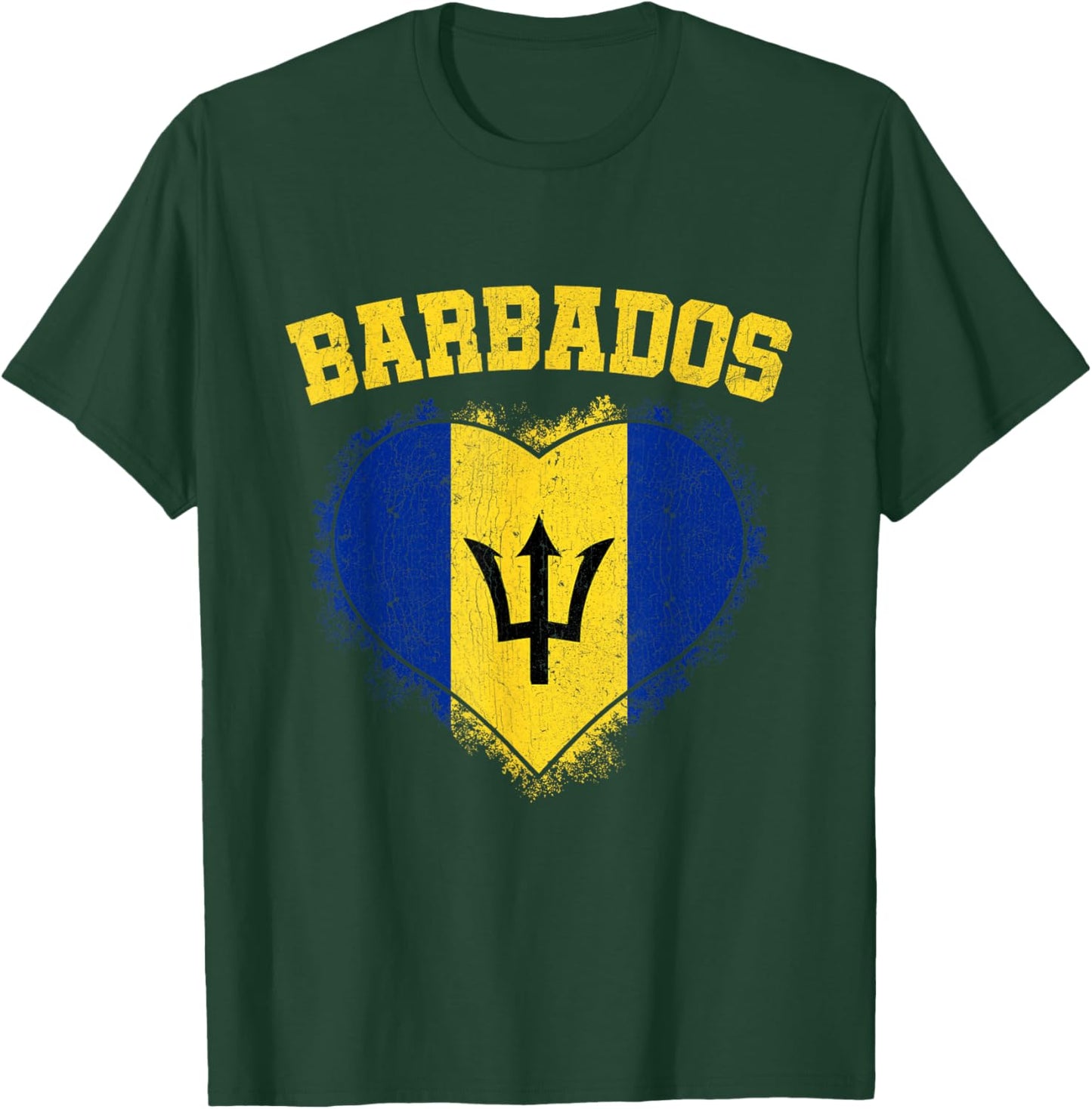 Barbados Heart Flag Barbados Lover Barbadian Pride T-Shirt - T-Shirt | Forest