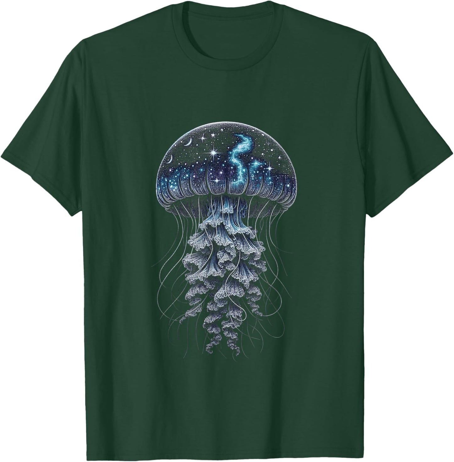 Starry Night Jellyfish - Ocean Meets Galaxy T-Shirt - T-Shirt | Forest