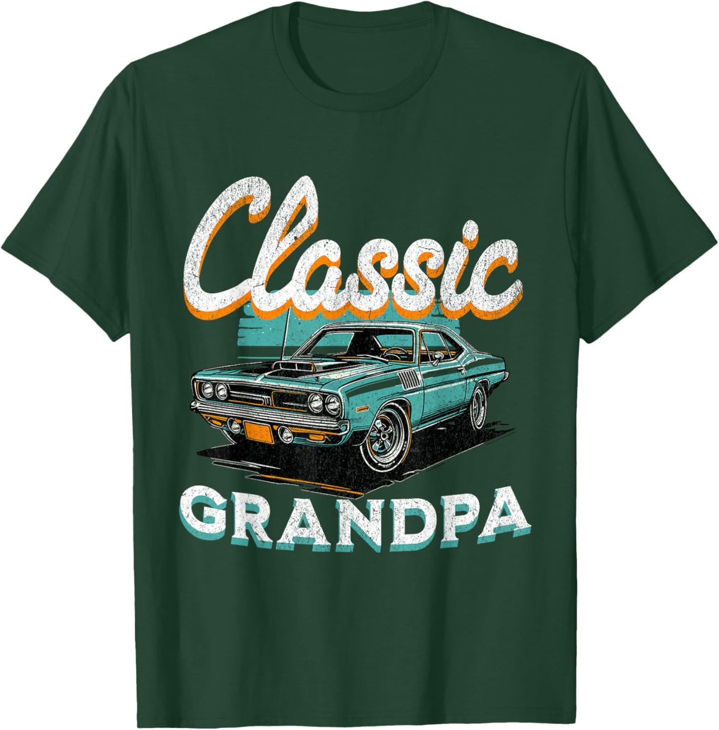 Vintage Funny Grandpa Classic Car Graphic Father's Day T-Shirt - T-Shirt | Forest