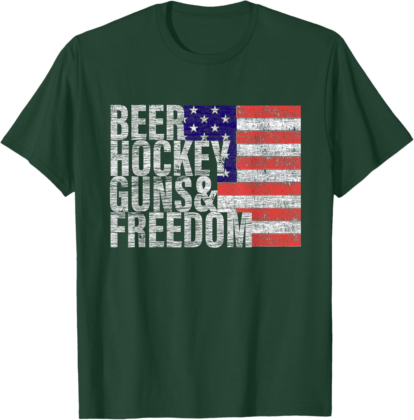 Beer Hockey Guns & Freedom T-Shirt - T-Shirt | Forest