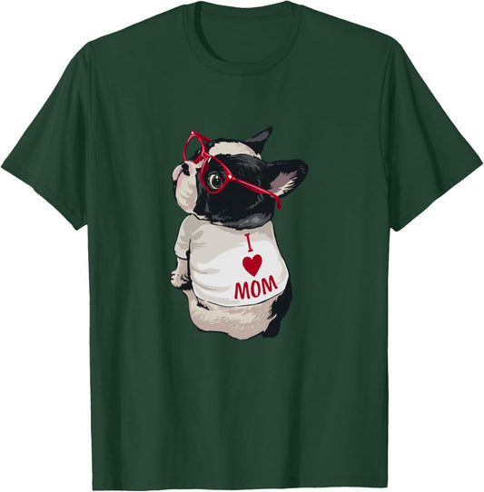 Girls I heart Mom Love Mama Boston Terrier Dog Lover T-Shirt - T-Shirt | Forest