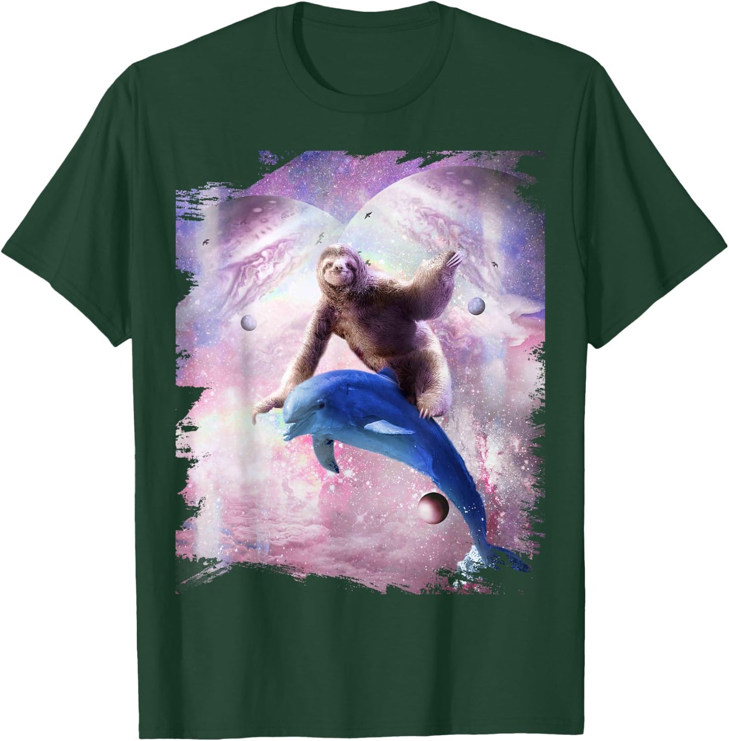 Space Sloth Riding Dolphin T-Shirt - T-Shirt | Forest