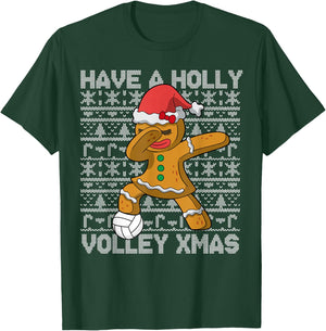 Volleyball Have A Holly Volley Christmas Gingerbread Girl T-Shirt - T-Shirt | Forest