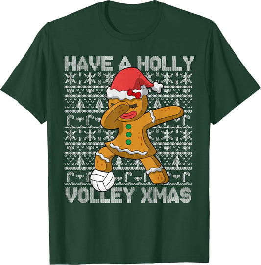 Volleyball Have A Holly Volley Christmas Gingerbread Girl T-Shirt - T-Shirt | Forest