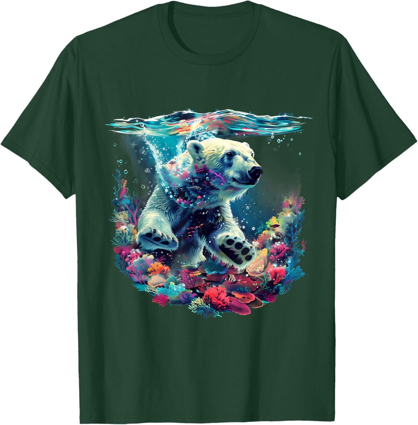 Polar Bear Sea Ocean Polar Bear Marine Mammal Artwork Motif T-Shirt - T-Shirt | Forest