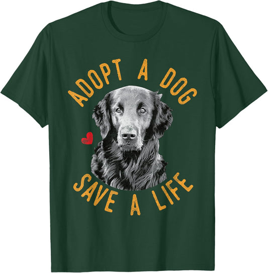 Adopt A Dog Save A Life Rescue Flat-Coated Retriever Gift T-Shirt - T-Shirt | Forest