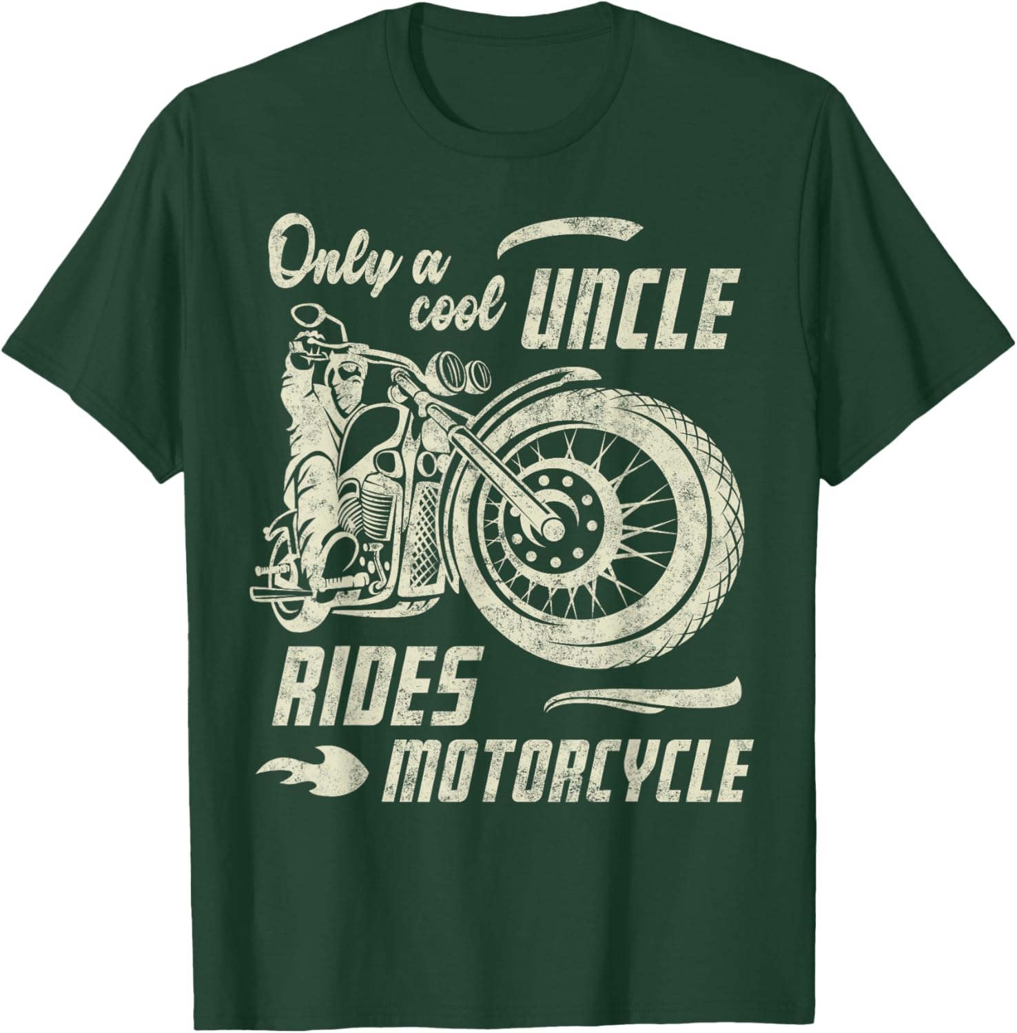 Only a Cool Uncle Rides Motorcycle Father's Day Biker Uncle T-Shirt - T-Shirt | Forest