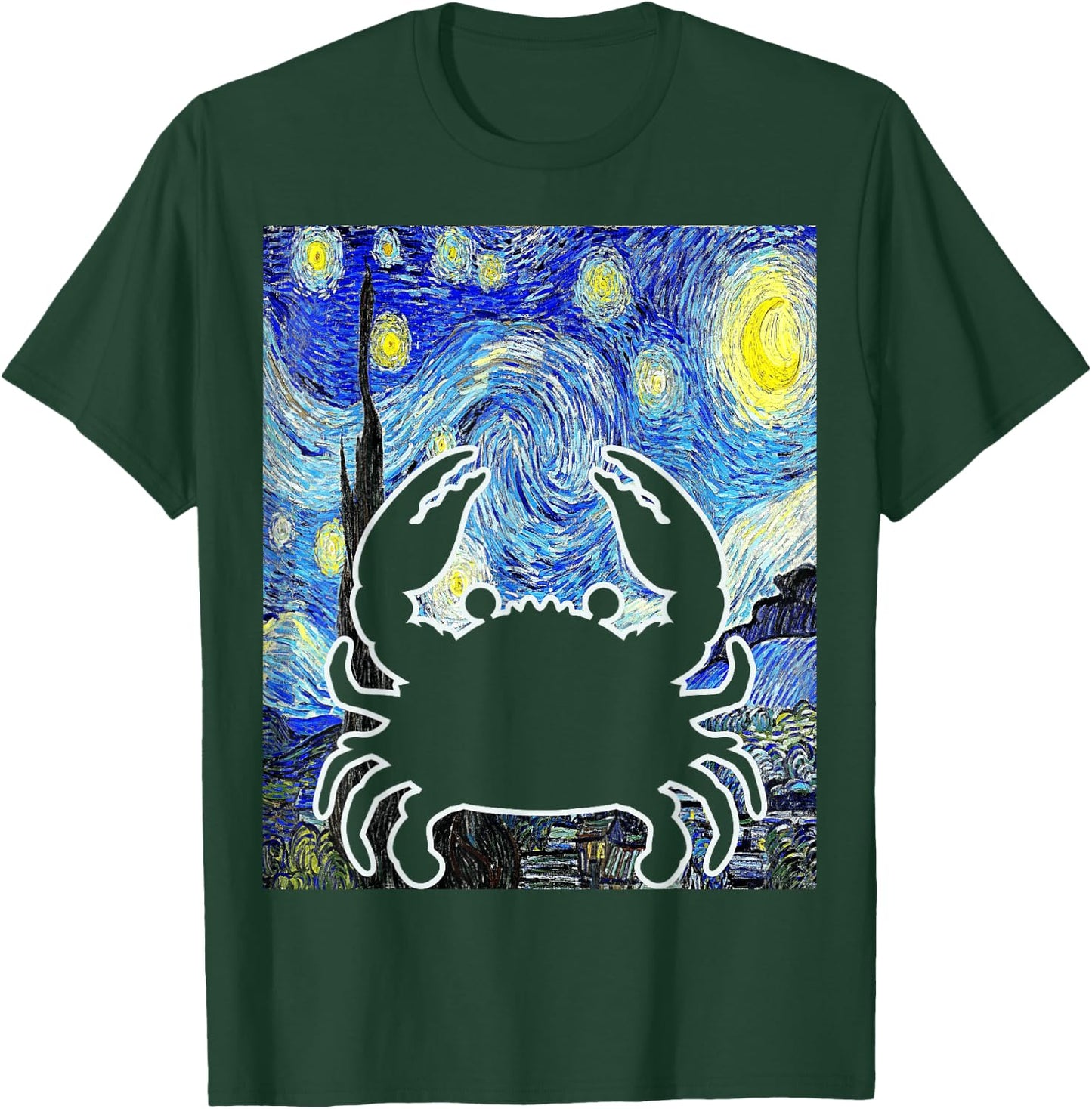 Crab Starry Night Seafood Crabbing Van Gogh Painting T-Shirt - T-Shirt | Forest