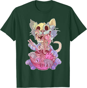 Ramen Shirt Pastel Goth Kawaii Weird Cat Eating Ramen Otaku T-Shirt - T-Shirt | Forest
